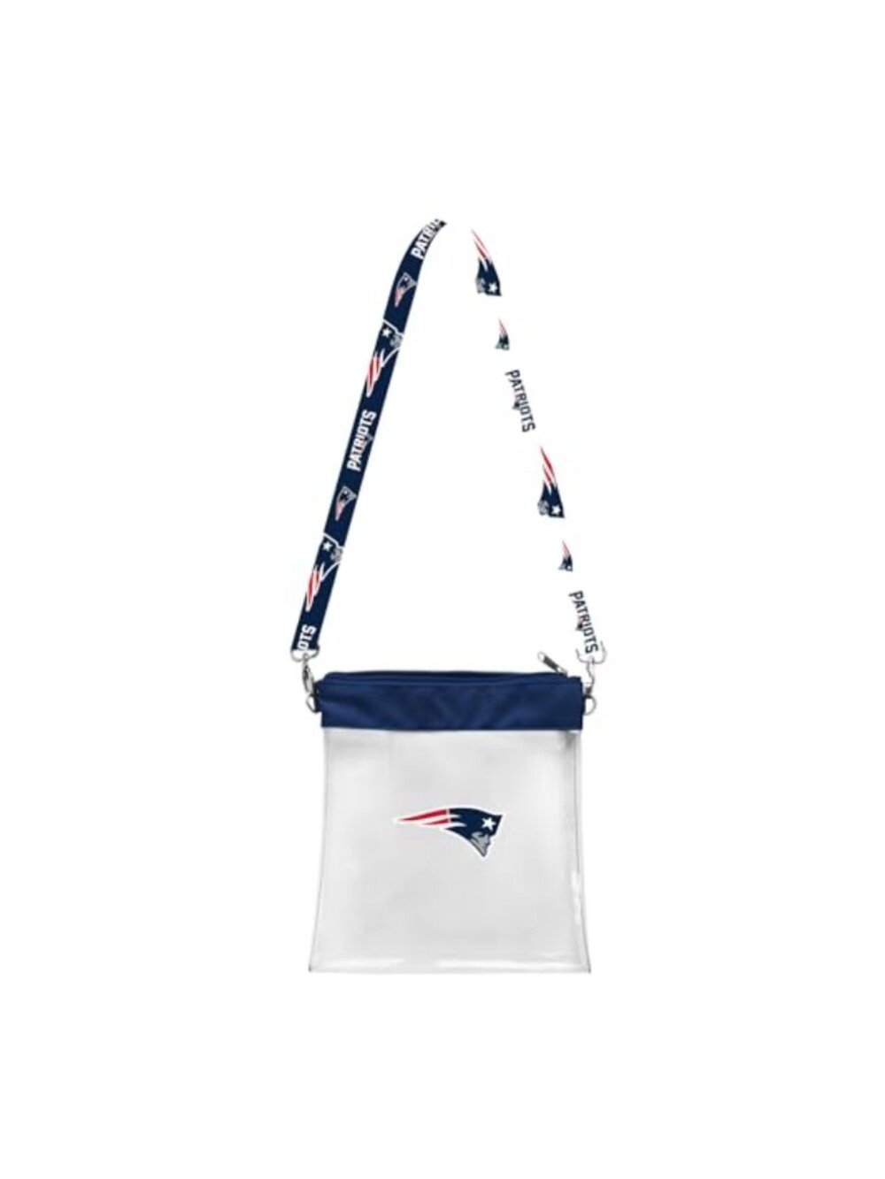 NFL Clear Stadium Crossbody Bag with Adjustable Team Logo Strap, Clear PVC